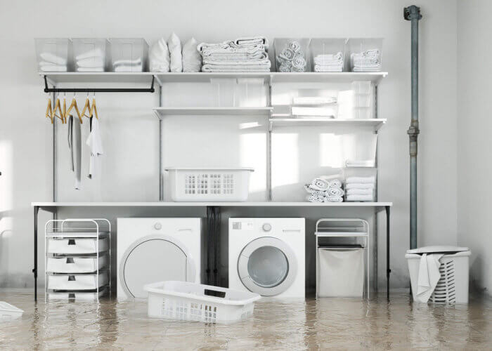 24-Hour Emergency Repair for water mitigation in flooded laundry room
